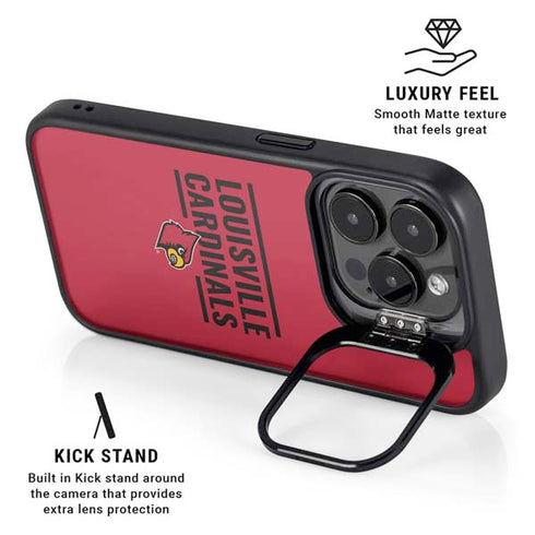 University of Louisville Cardinals Striped iPhone 15 Pro Kickstand Case